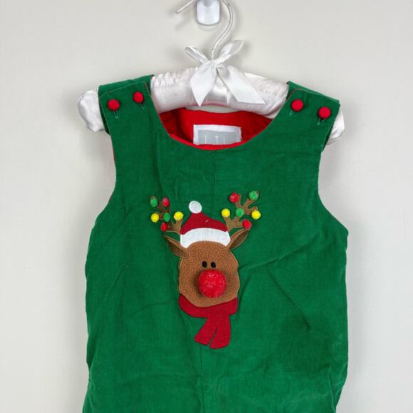 Lil Cactus Green Corduroy Rudolph Longall Overalls 18-24 Months - Picture 2 of 8
